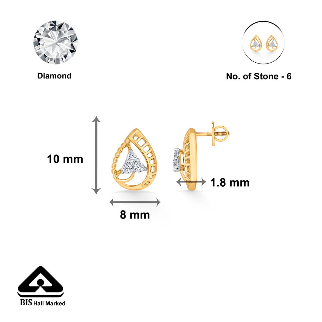 Teara Glow Gold Stud Diamond Earring - Image 4