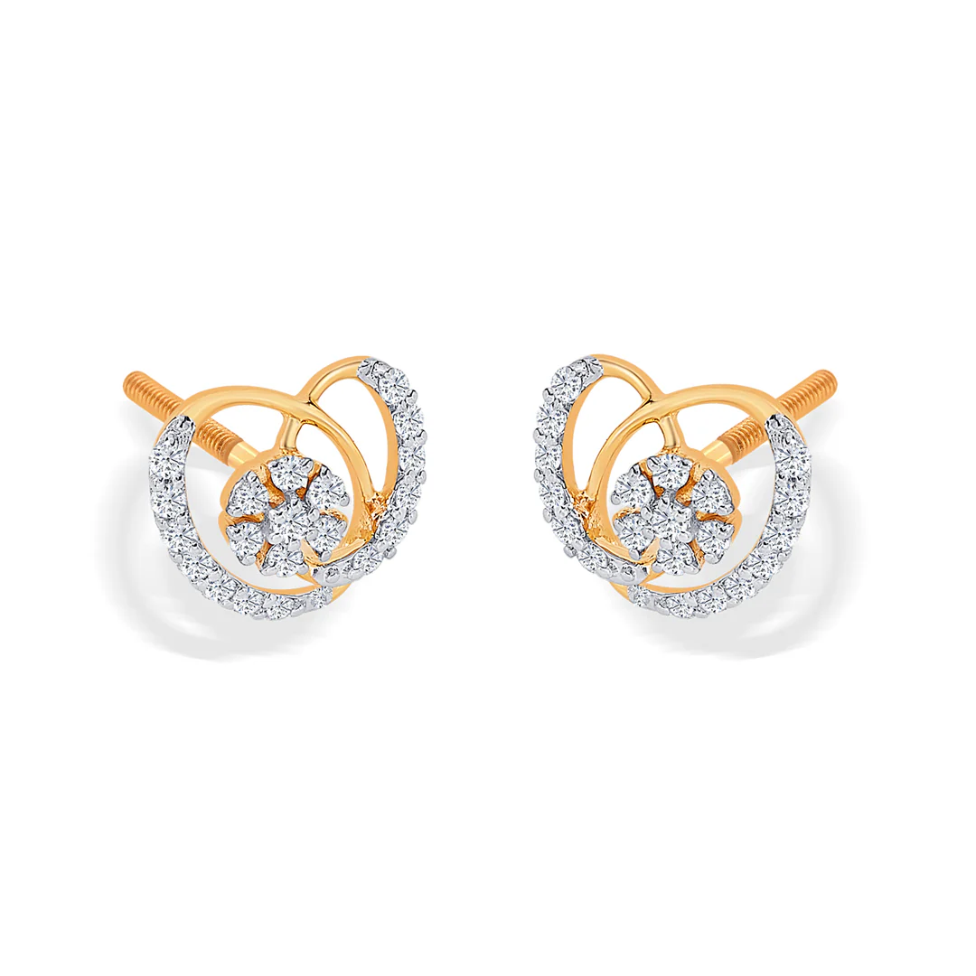 Temptation Yellow Gold & Diamond Stud Earring For Women - Image 3