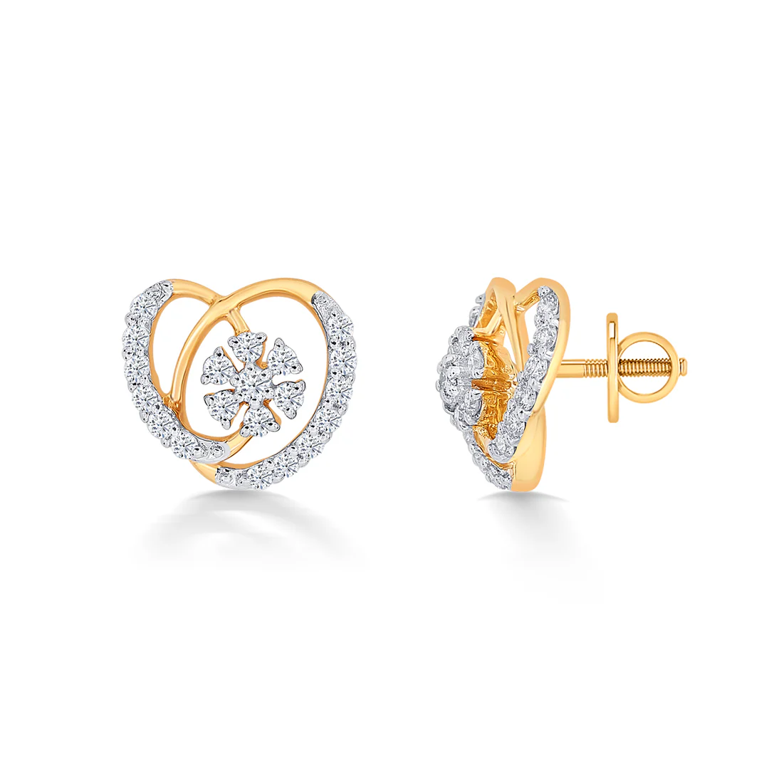 Temptation Yellow Gold & Diamond Stud Earring For Women - Image 4