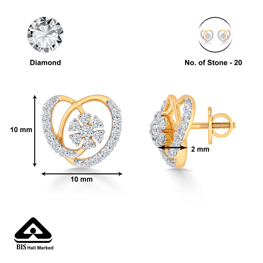 Temptation Yellow Gold & Diamond Stud Earring For Women - Image 5