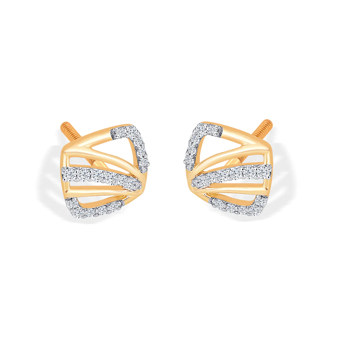 Teyora Sweep Gold & Diamond Stud Earring - Image 2