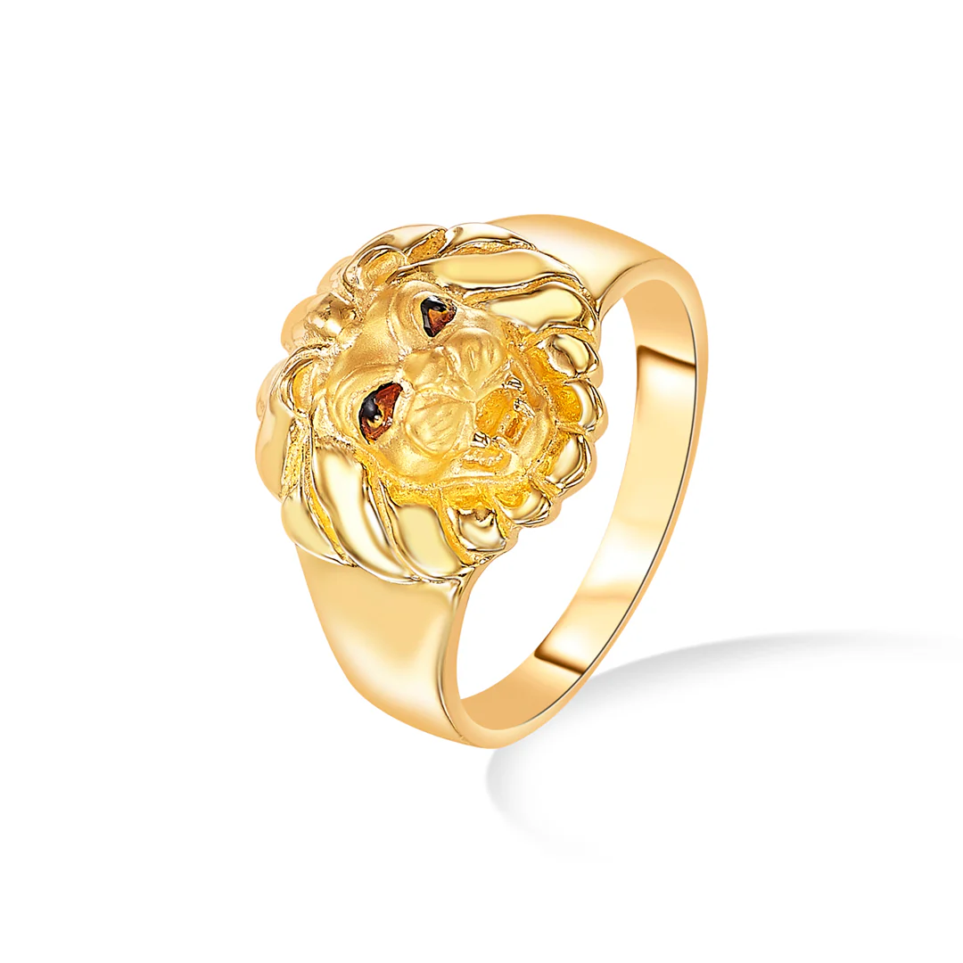 The Loin Yellow Gold Men's Ring - Image 3