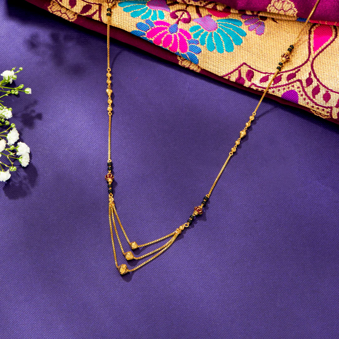 Three Layered Orb Gold Modern Mangalsutra For Women