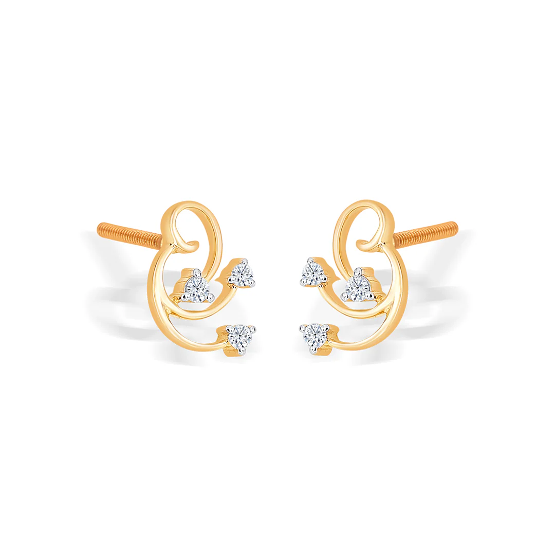 Timeless Yellow Gold & Diamond Stud Earring For Women - Image 3