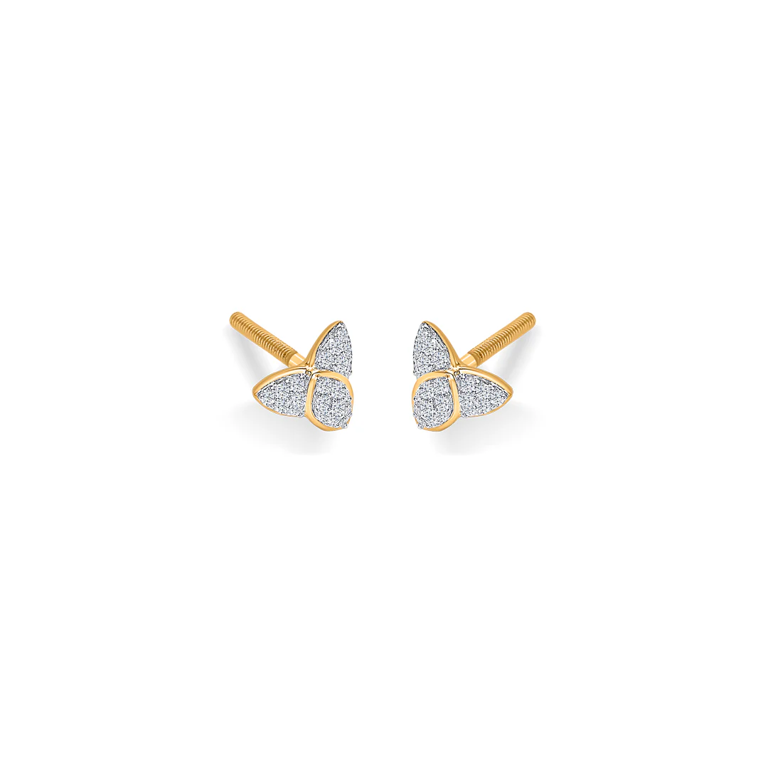 Treleaf Spark Gold & Diamond Stud Earring - Image 2