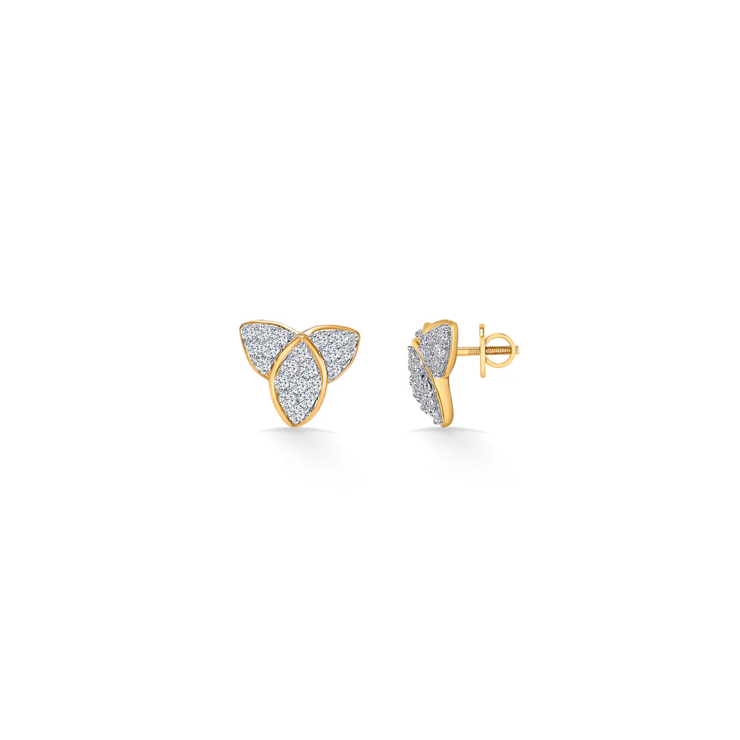 Treleaf Spark Gold & Diamond Stud Earring - Image 3