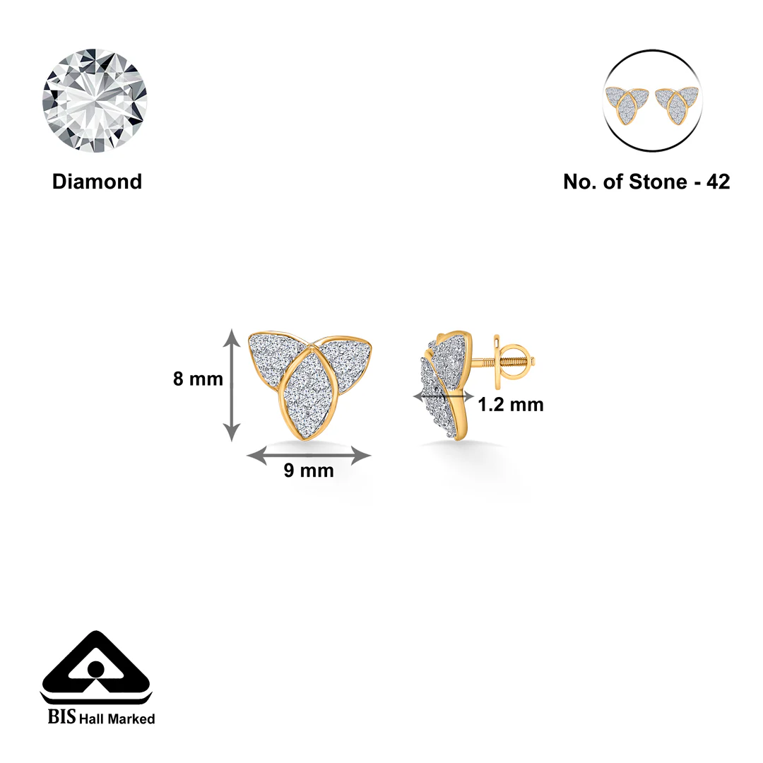 Treleaf Spark Gold & Diamond Stud Earring - Image 4