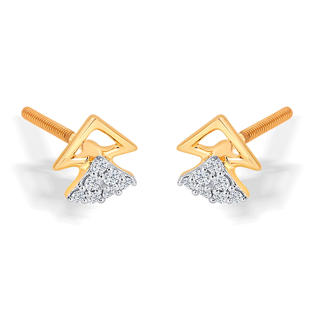 Trevaya Shine Gold & Diamond Stud Earring - Image 2