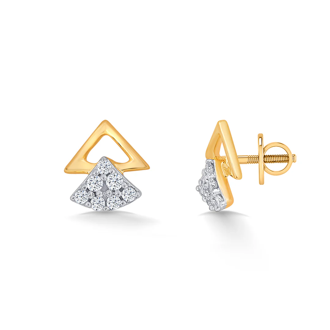Trevaya Shine Gold & Diamond Stud Earring - Image 3