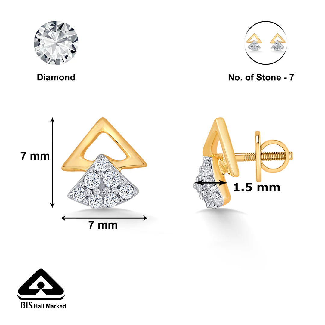 Trevaya Shine Gold & Diamond Stud Earring - Image 4