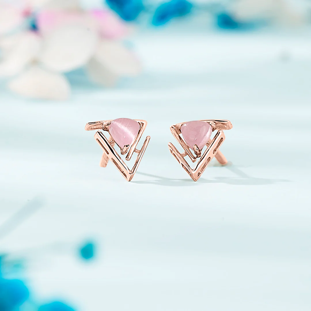 Tri Flair Gold Stud Earring For Women