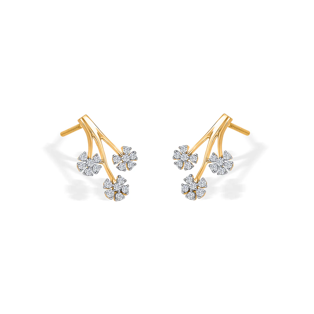 Tri-Flora Gold Stud Earring For Women - Image 4