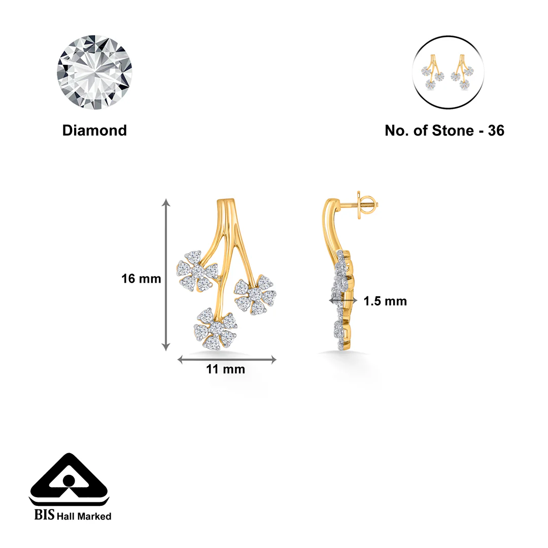 Tri-Flora Gold Stud Earring For Women - Image 5