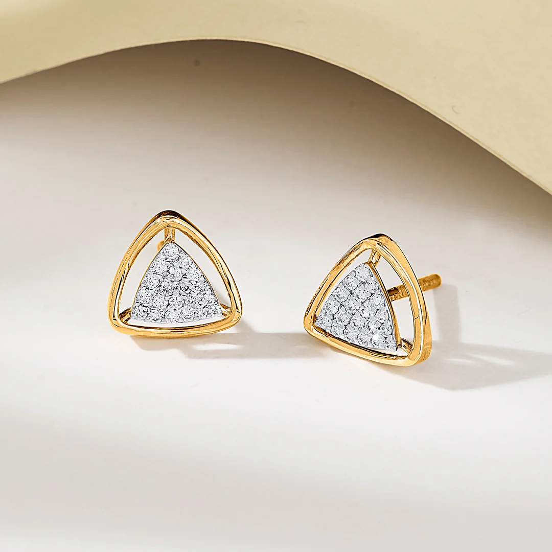 Tri Nova Gold Stud Diamond Earring for Women