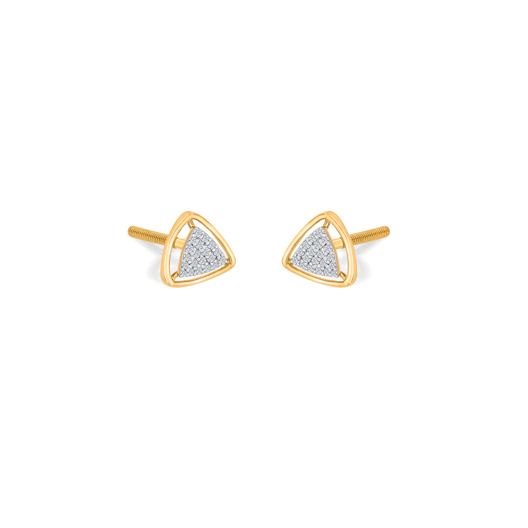 Tri Nova Gold Stud Diamond Earring for Women - Image 3