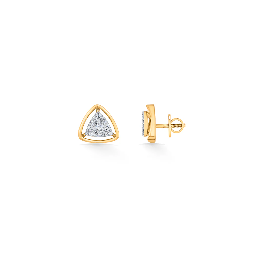 Tri Nova Gold Stud Diamond Earring for Women - Image 4