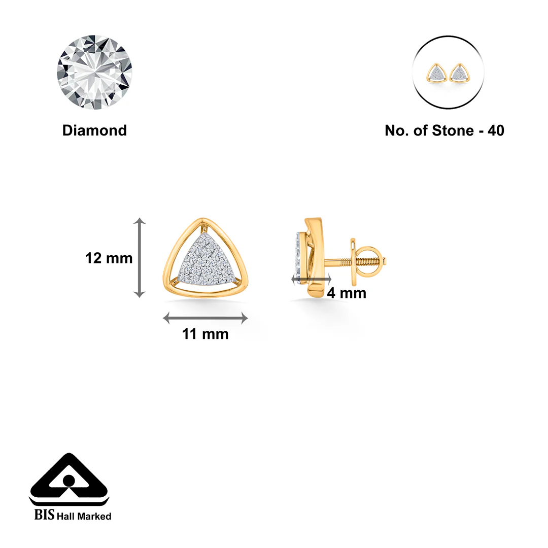 Tri Nova Gold Stud Diamond Earring for Women - Image 5
