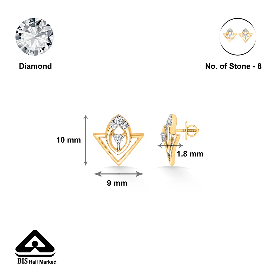 TriFlare Bloom Glow Gold & Diamond Stud Earring - Image 4