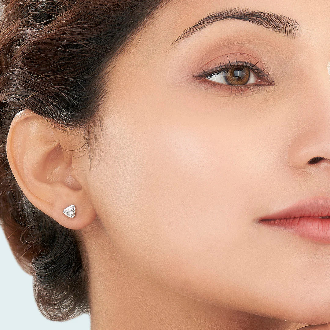 Trilight Spark Gold Stud Diamond Earring for Women - Image 2