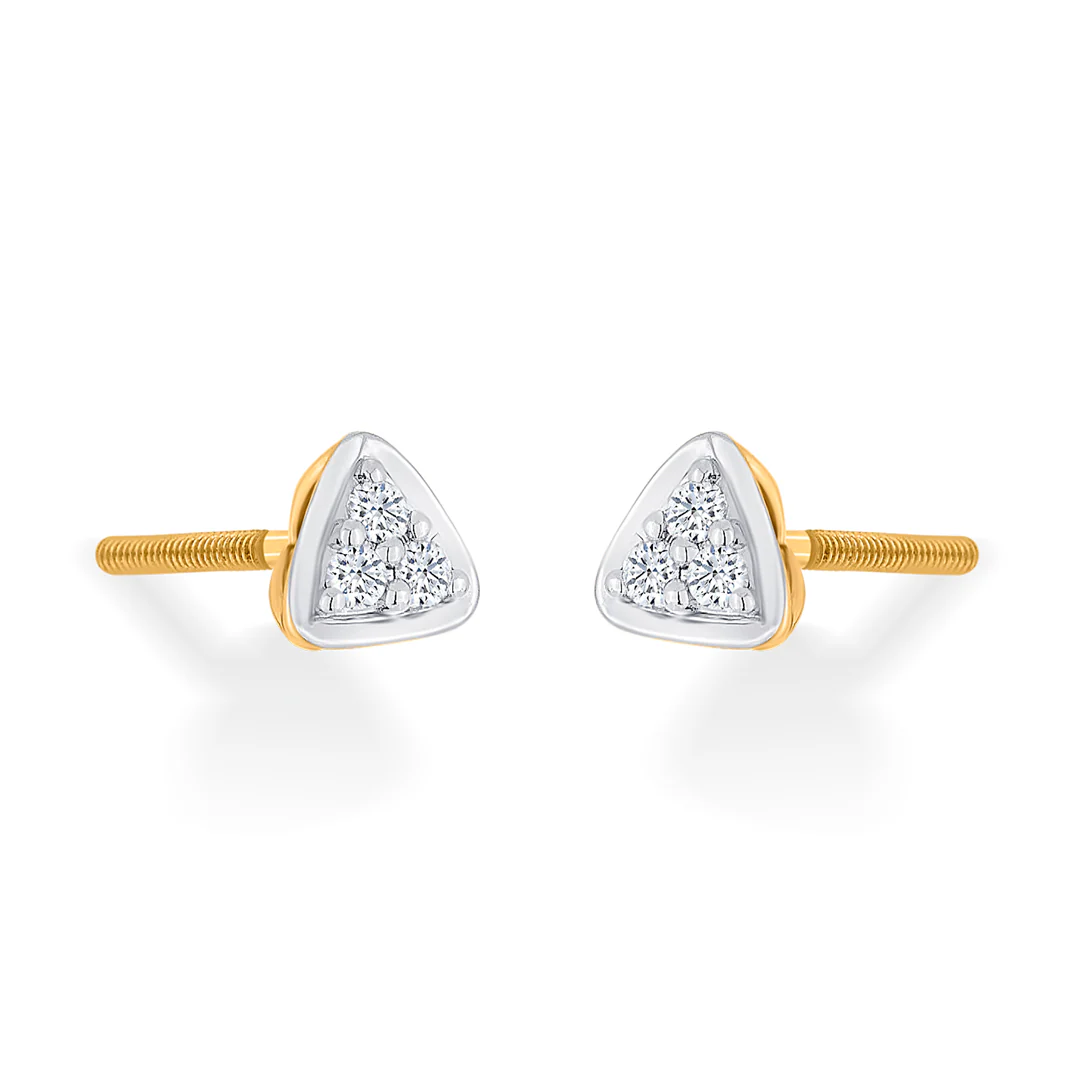 Trilight Spark Gold Stud Diamond Earring for Women - Image 3