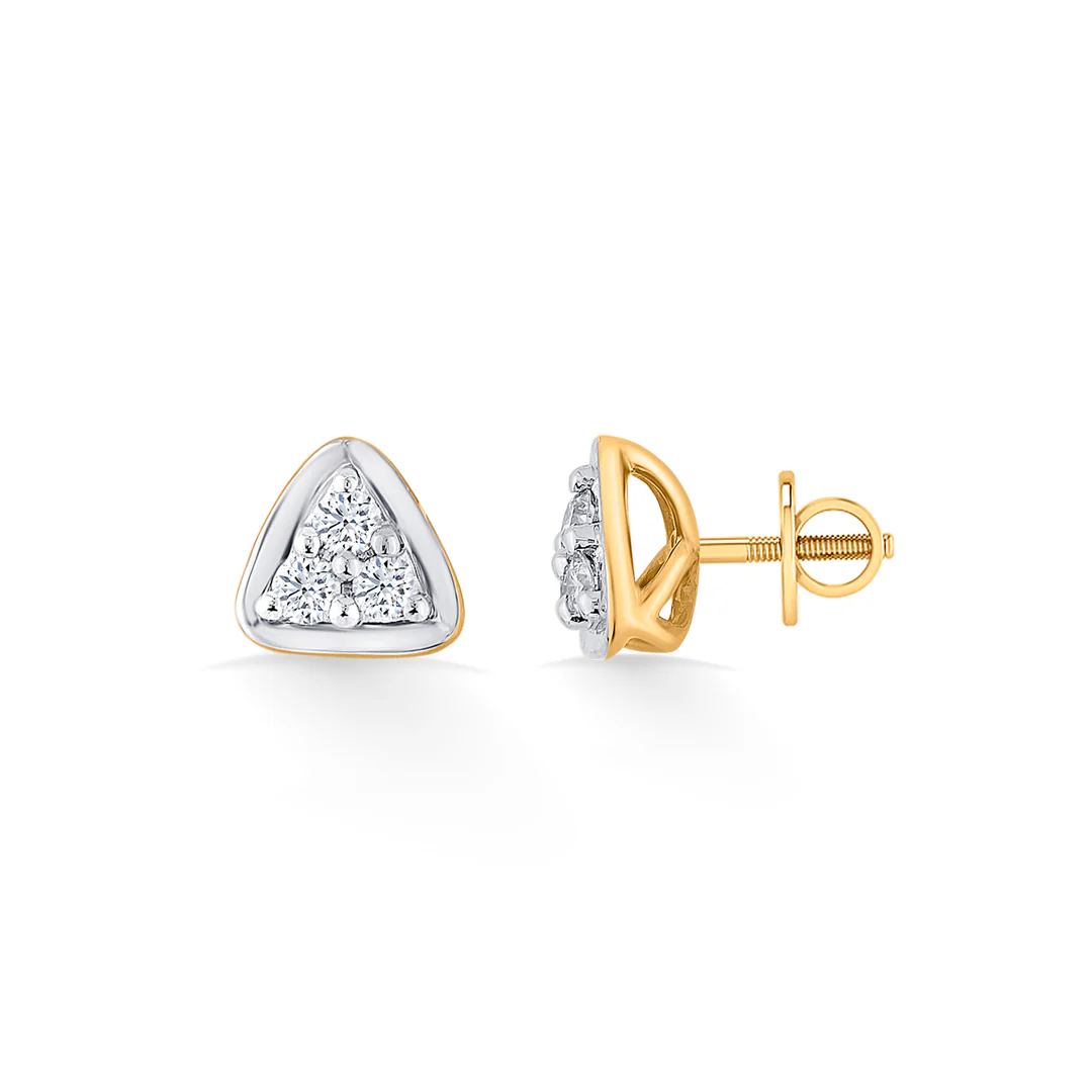 Trilight Spark Gold Stud Diamond Earring for Women - Image 4
