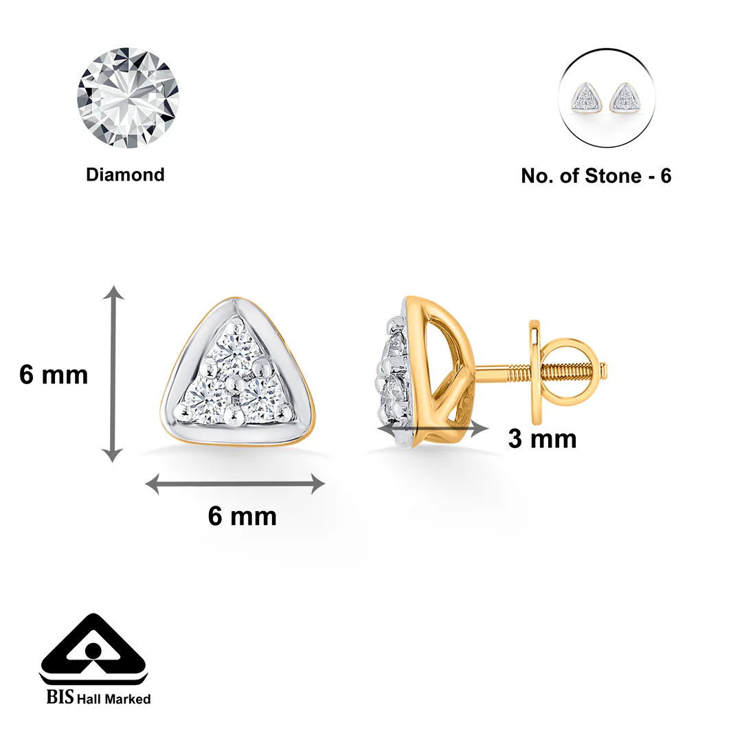 Trilight Spark Gold Stud Diamond Earring for Women - Image 5