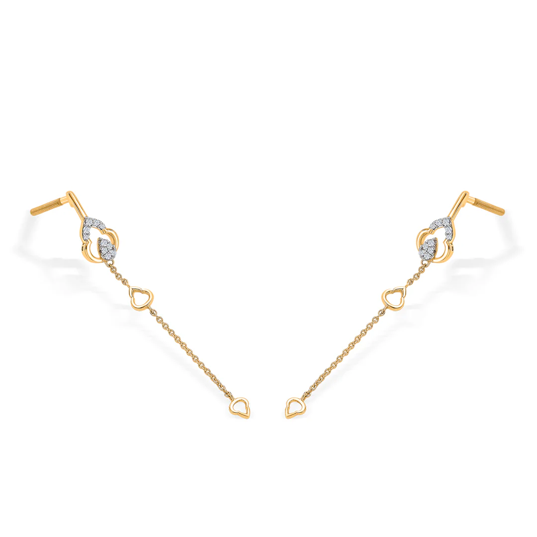 Trilune Trails Gold & Diamond Drops & Dangler Earring - Image 2