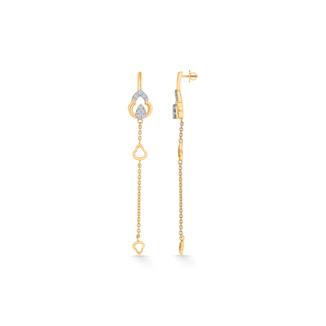 Trilune Trails Gold & Diamond Drops & Dangler Earring - Image 3