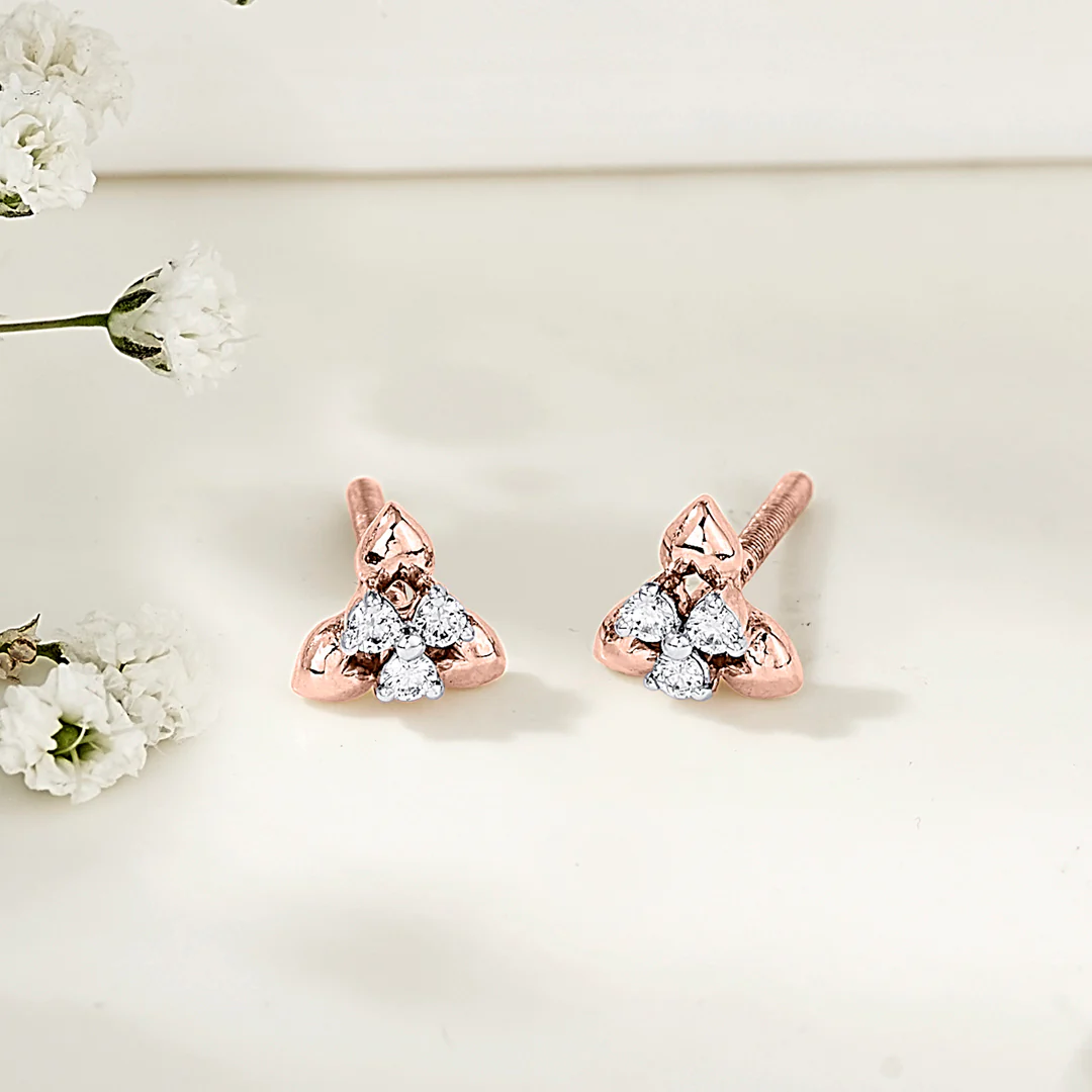 Trinity Buds Gold Stud Diamond Earring