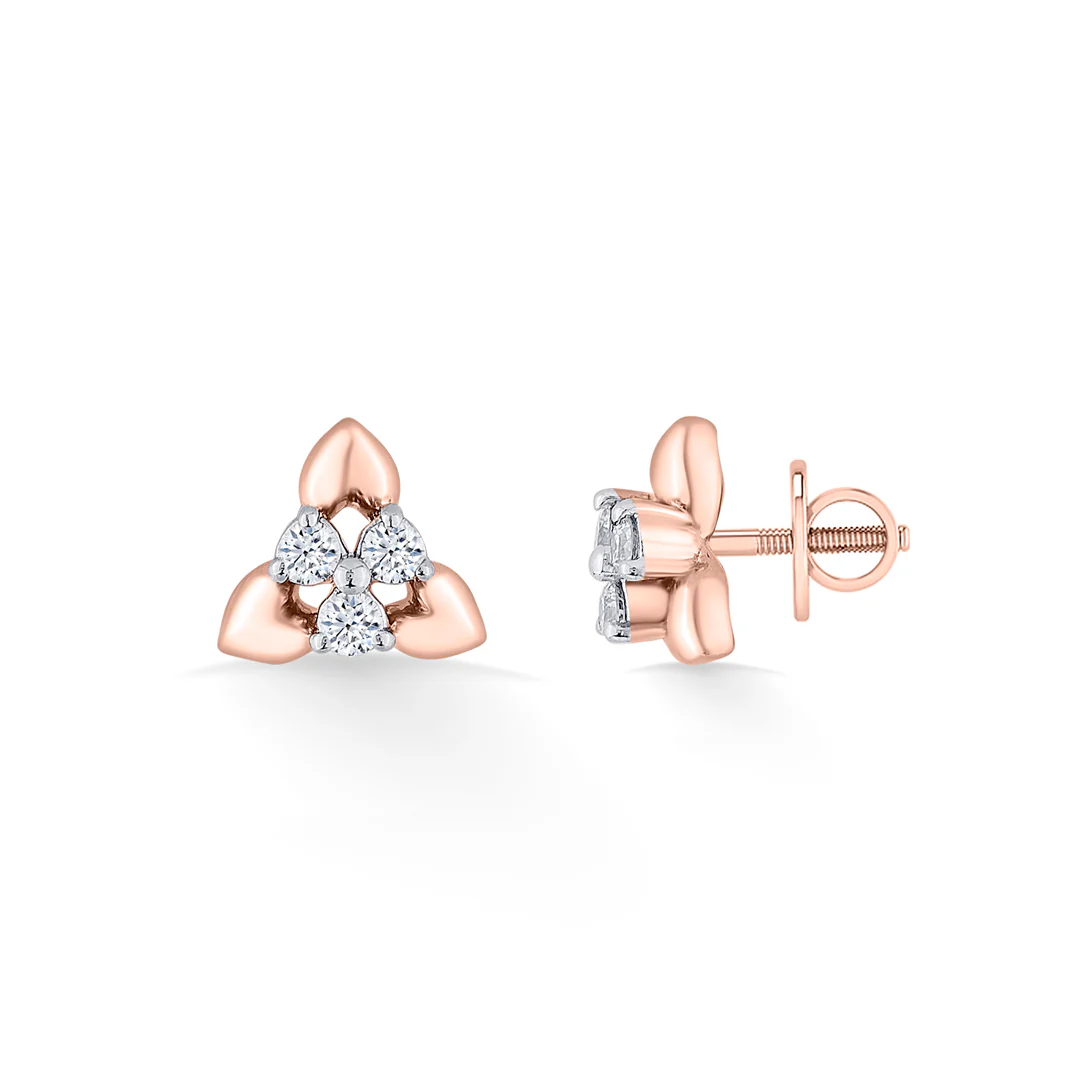Trinity Buds Gold Stud Diamond Earring - Image 3