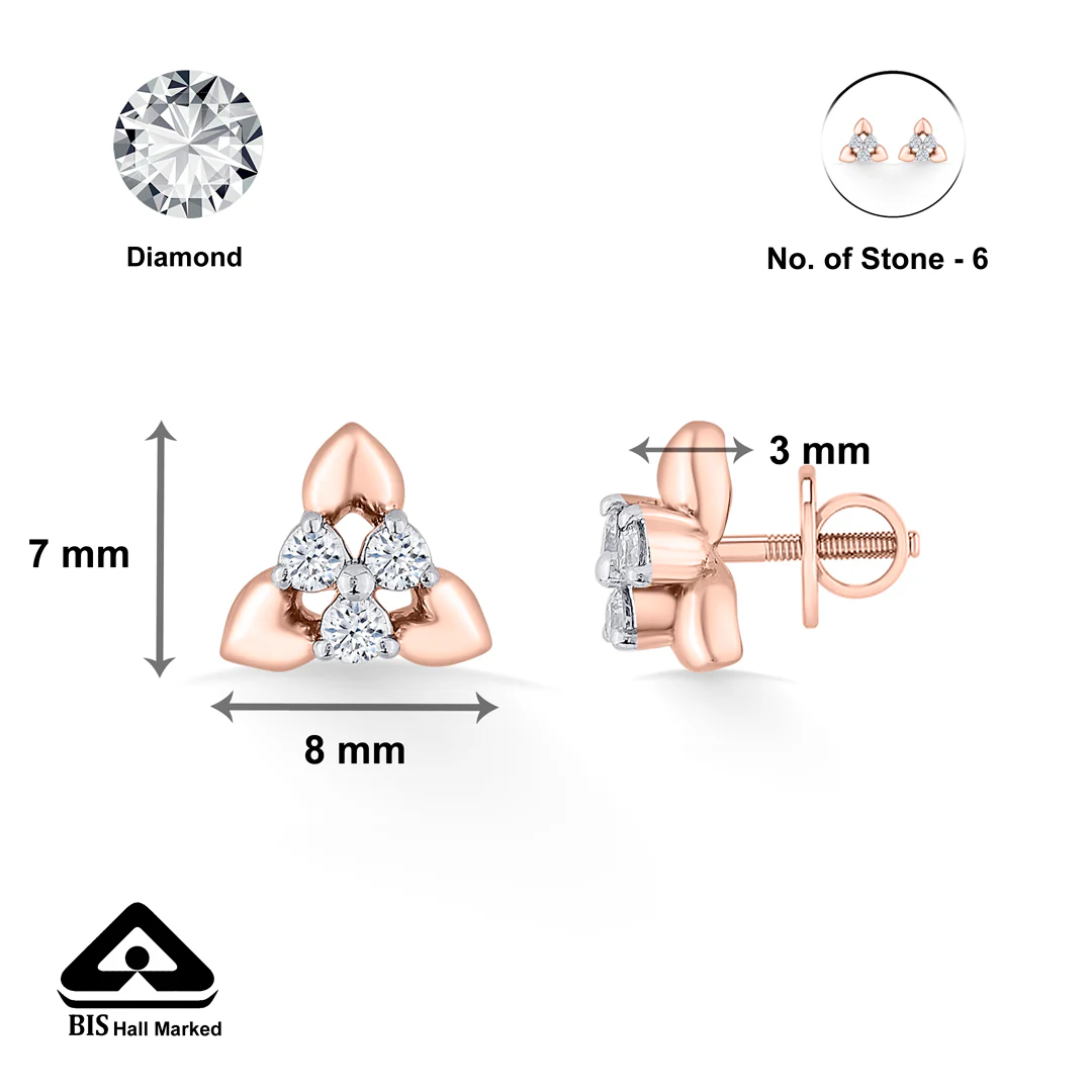 Trinity Buds Gold Stud Diamond Earring - Image 4