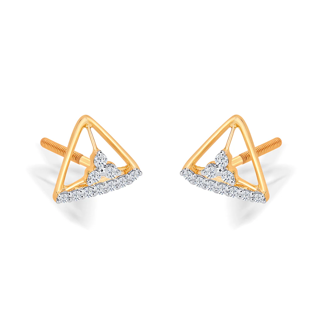 Trinket Yellow Gold & Diamond Stud Earring For Women - Image 3
