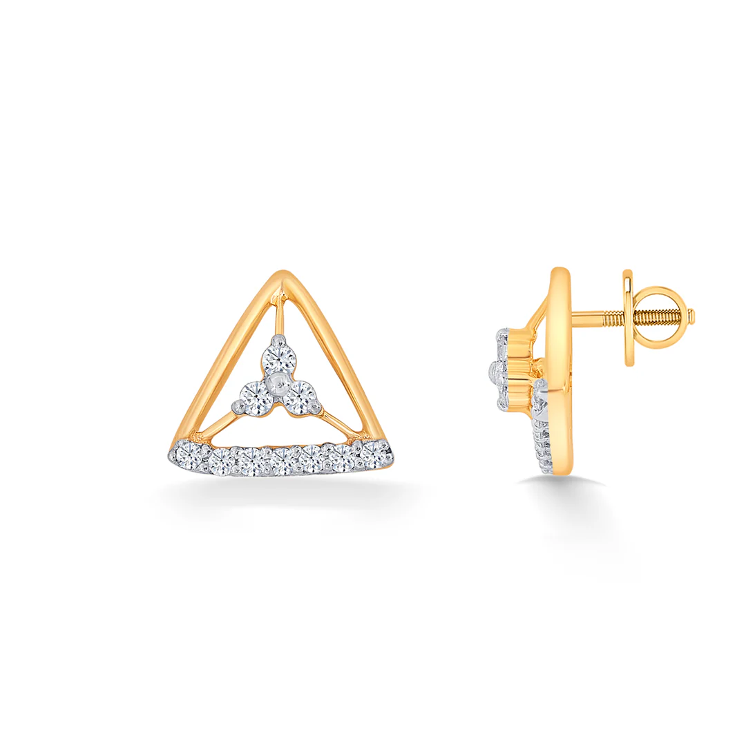 Trinket Yellow Gold & Diamond Stud Earring For Women - Image 4