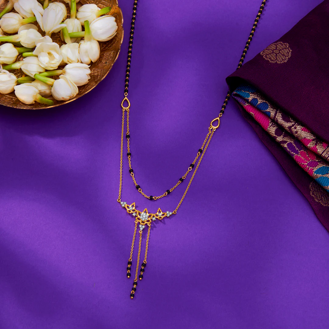 Trio Harmony Gold & Diamond Modern Mangalsutra for Women