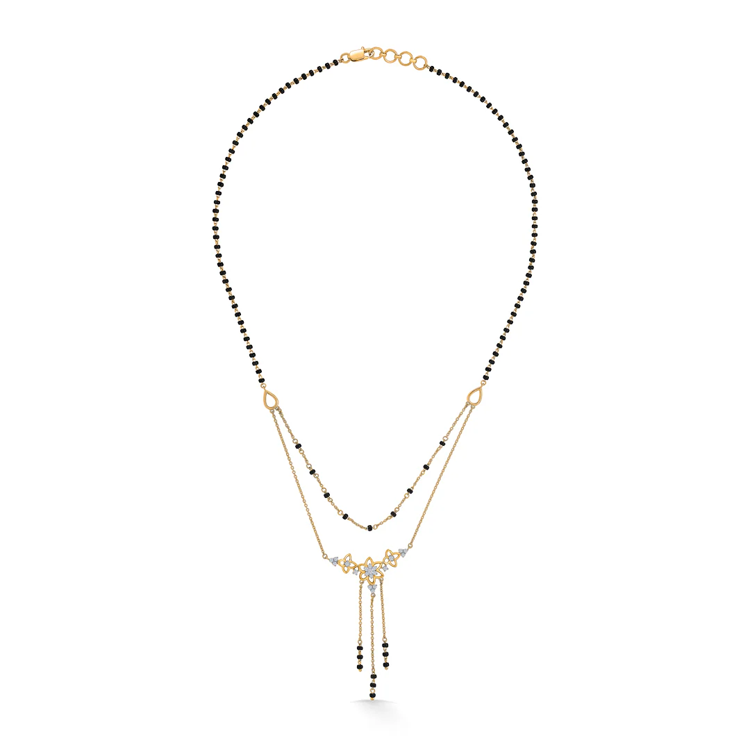 Trio Harmony Gold & Diamond Modern Mangalsutra for Women - Image 3