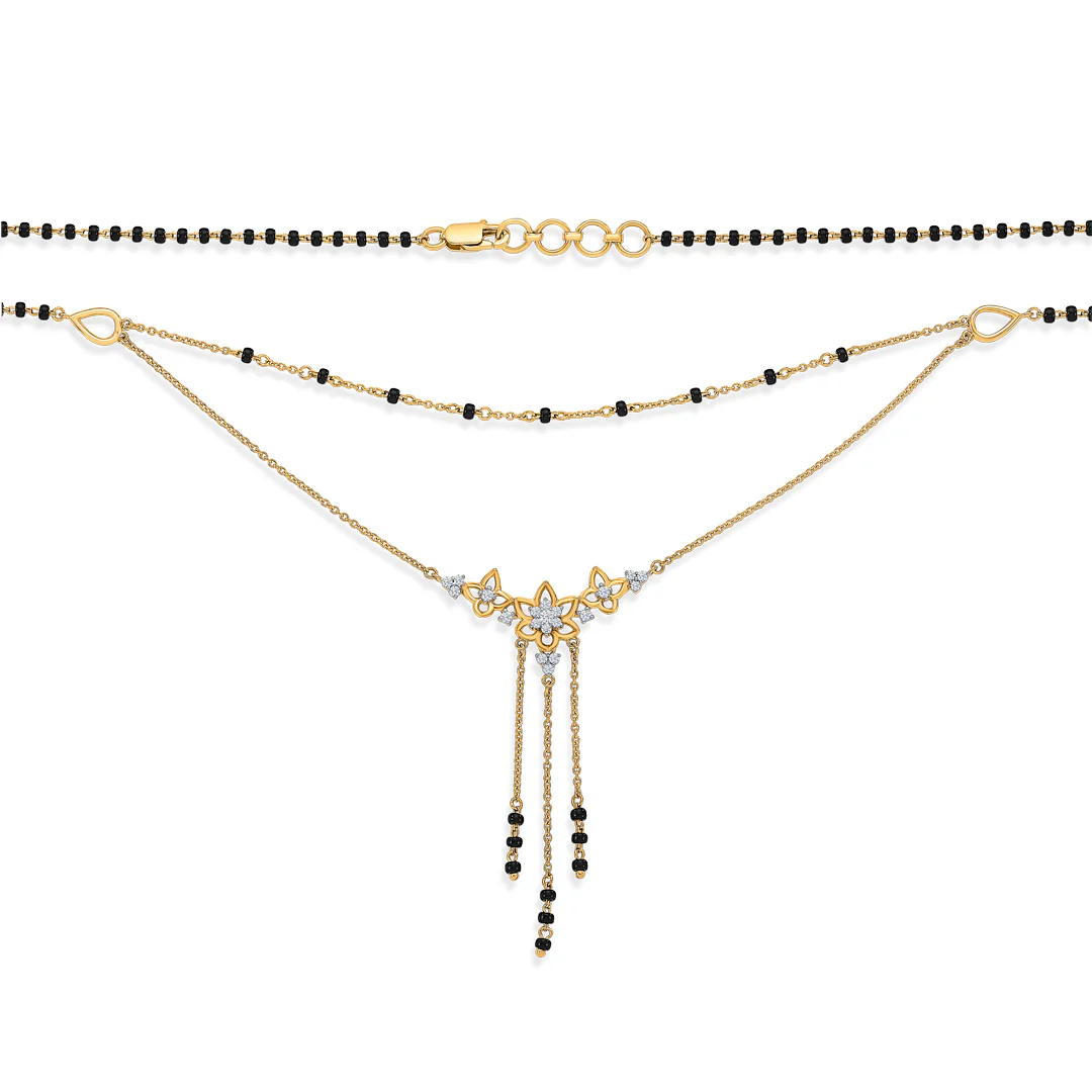 Trio Harmony Gold & Diamond Modern Mangalsutra for Women - Image 5