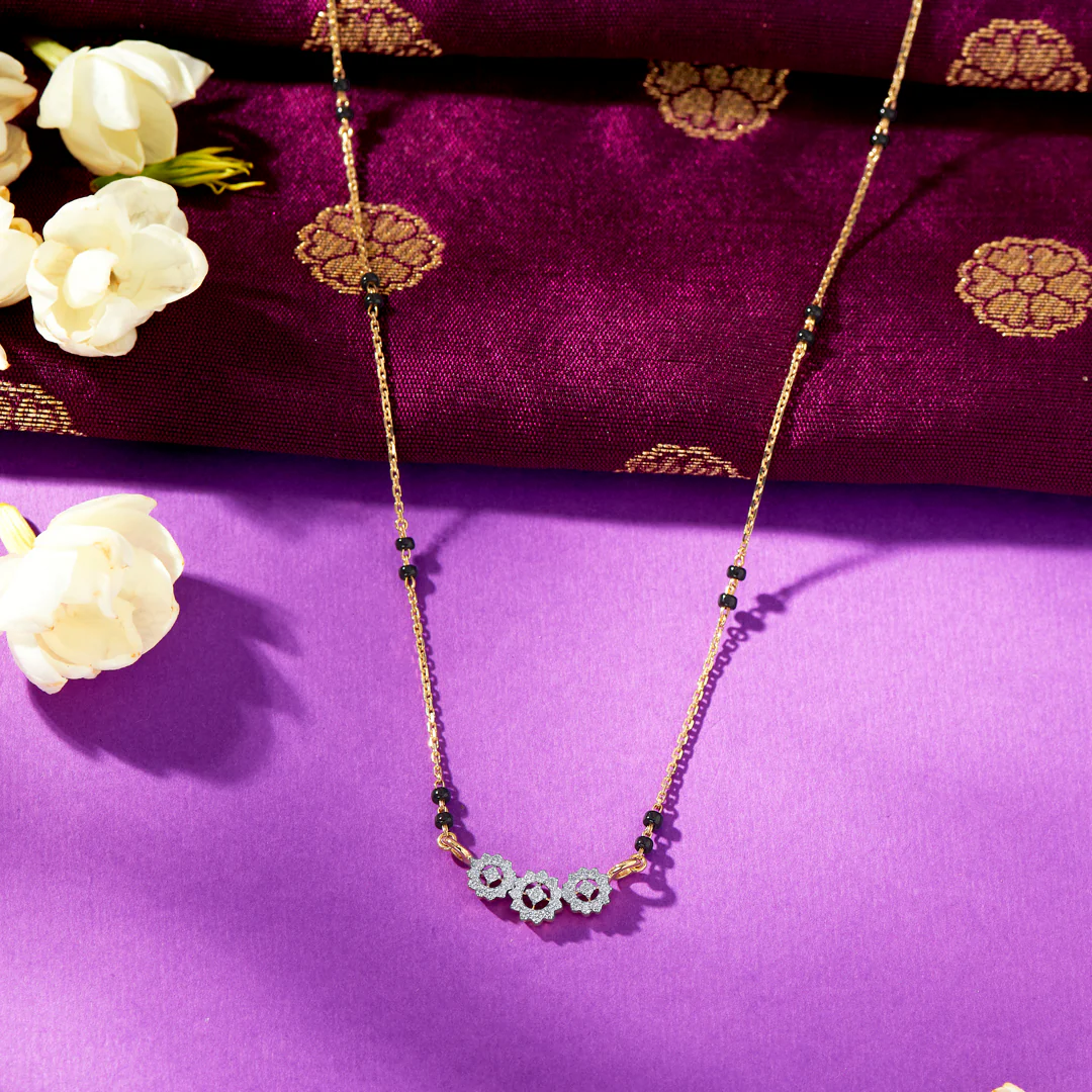 Triple Radiance Gold & Diamond Modern Mangalsutra For Women