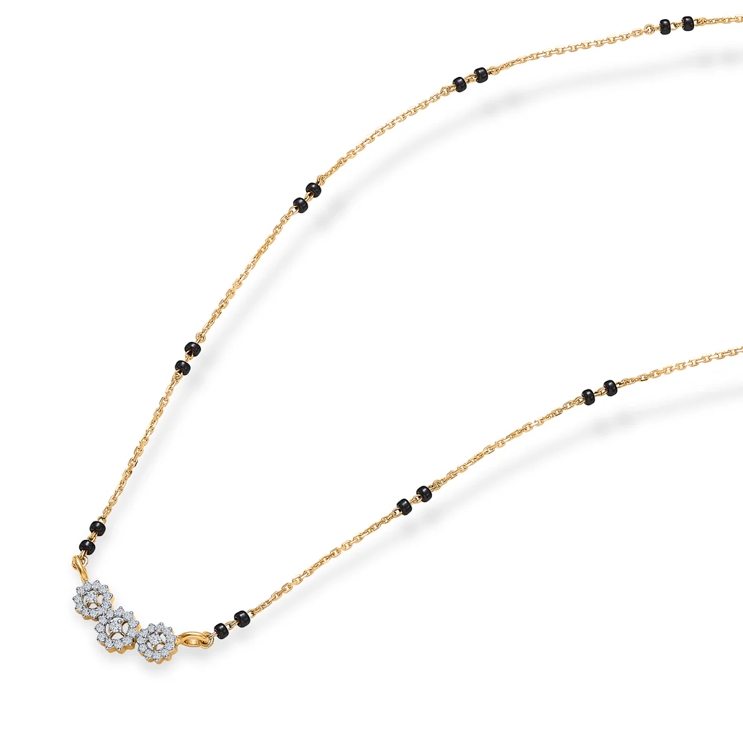 Triple Radiance Gold & Diamond Modern Mangalsutra For Women - Image 3