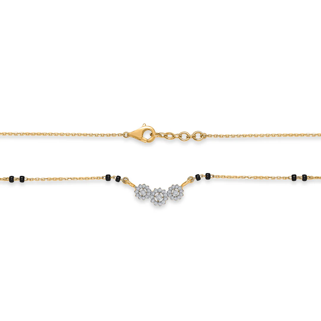 Triple Radiance Gold & Diamond Modern Mangalsutra For Women - Image 4