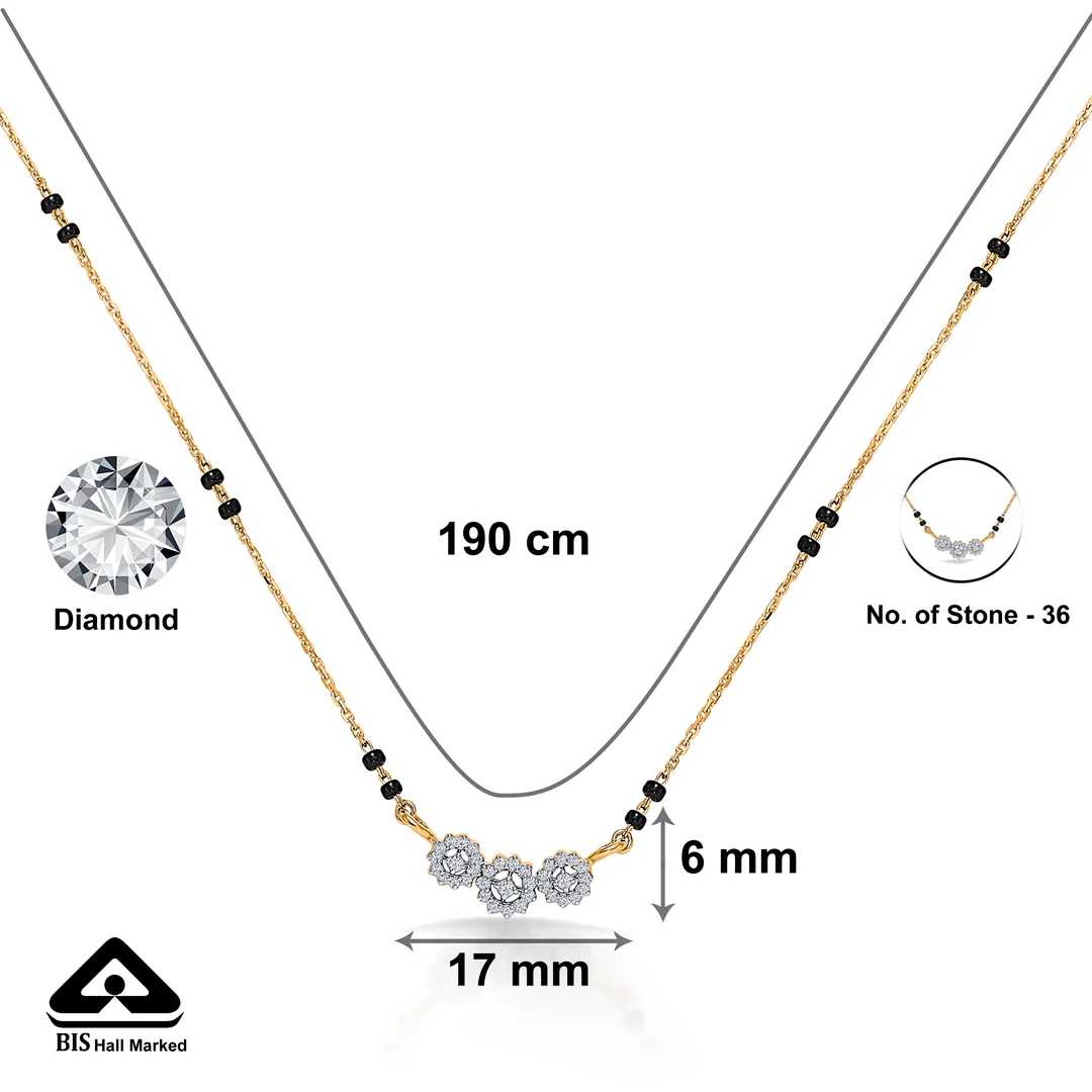 Triple Radiance Gold & Diamond Modern Mangalsutra For Women - Image 5