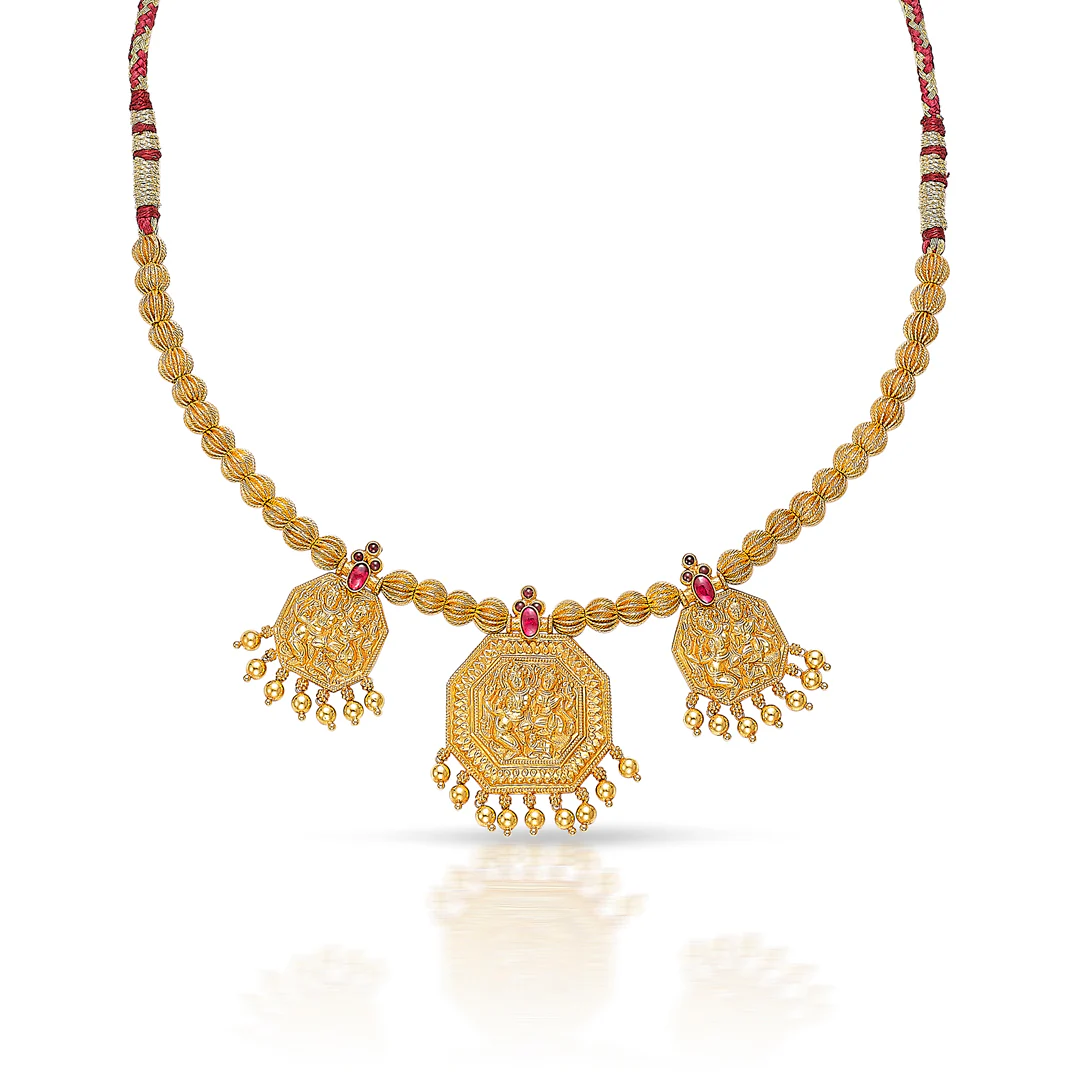 Triratna Gokak Gold Short Necklace - Image 3