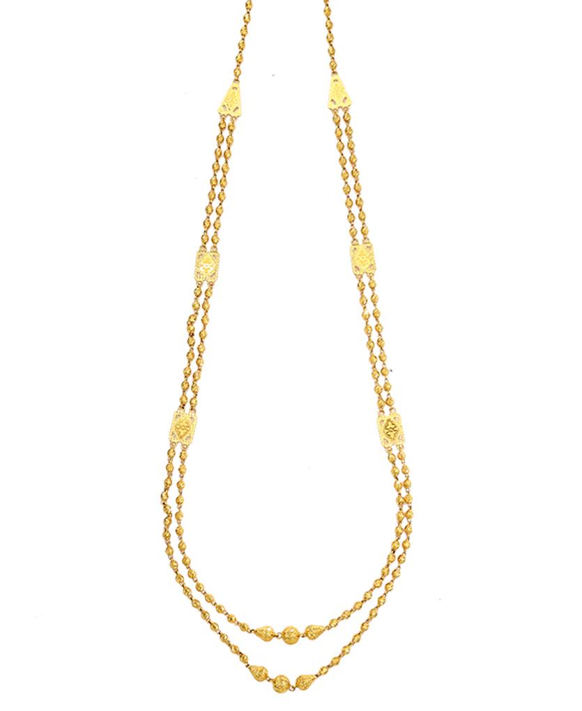 Triveni Vertical Maal Yellow Gold Necklace For Women - Image 4
