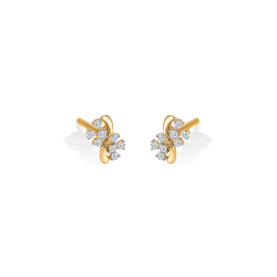 Twilight Gold & Diamond Stud Earring For Women - Image 3