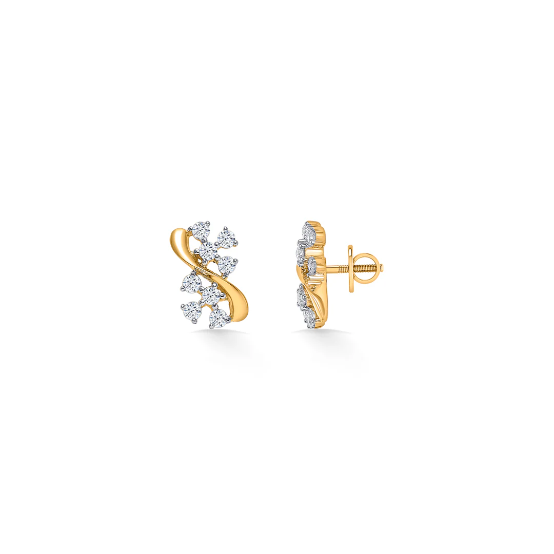 Twilight Gold & Diamond Stud Earring For Women - Image 4