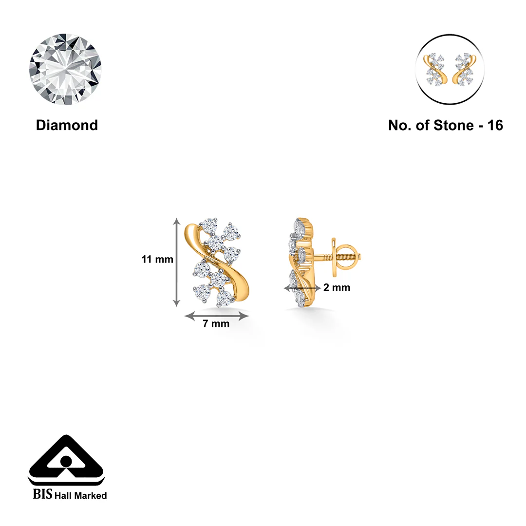 Twilight Gold & Diamond Stud Earring For Women - Image 5