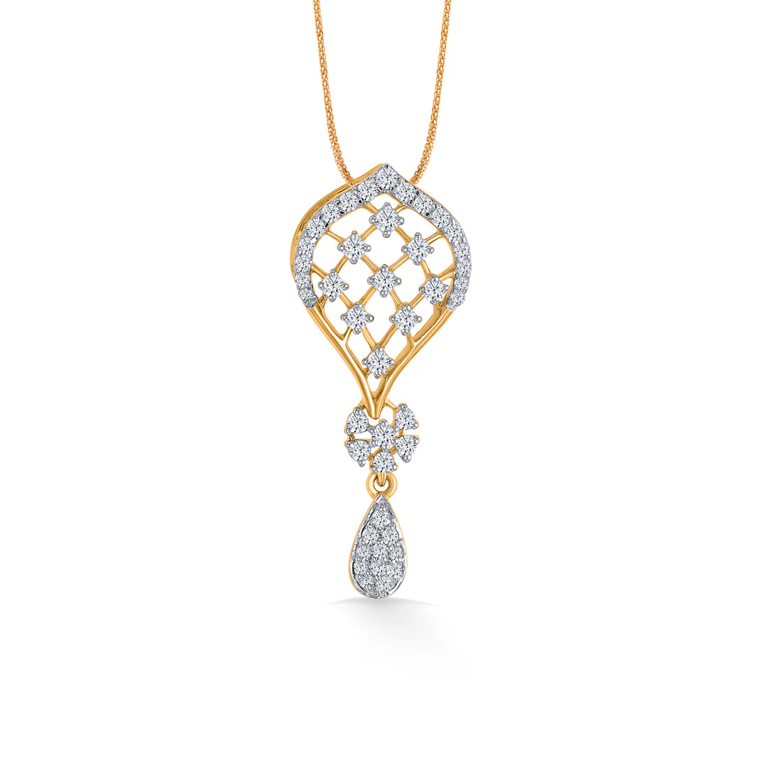 Twilight Surge Gold & Diamond Pendant Set For Women - Image 2