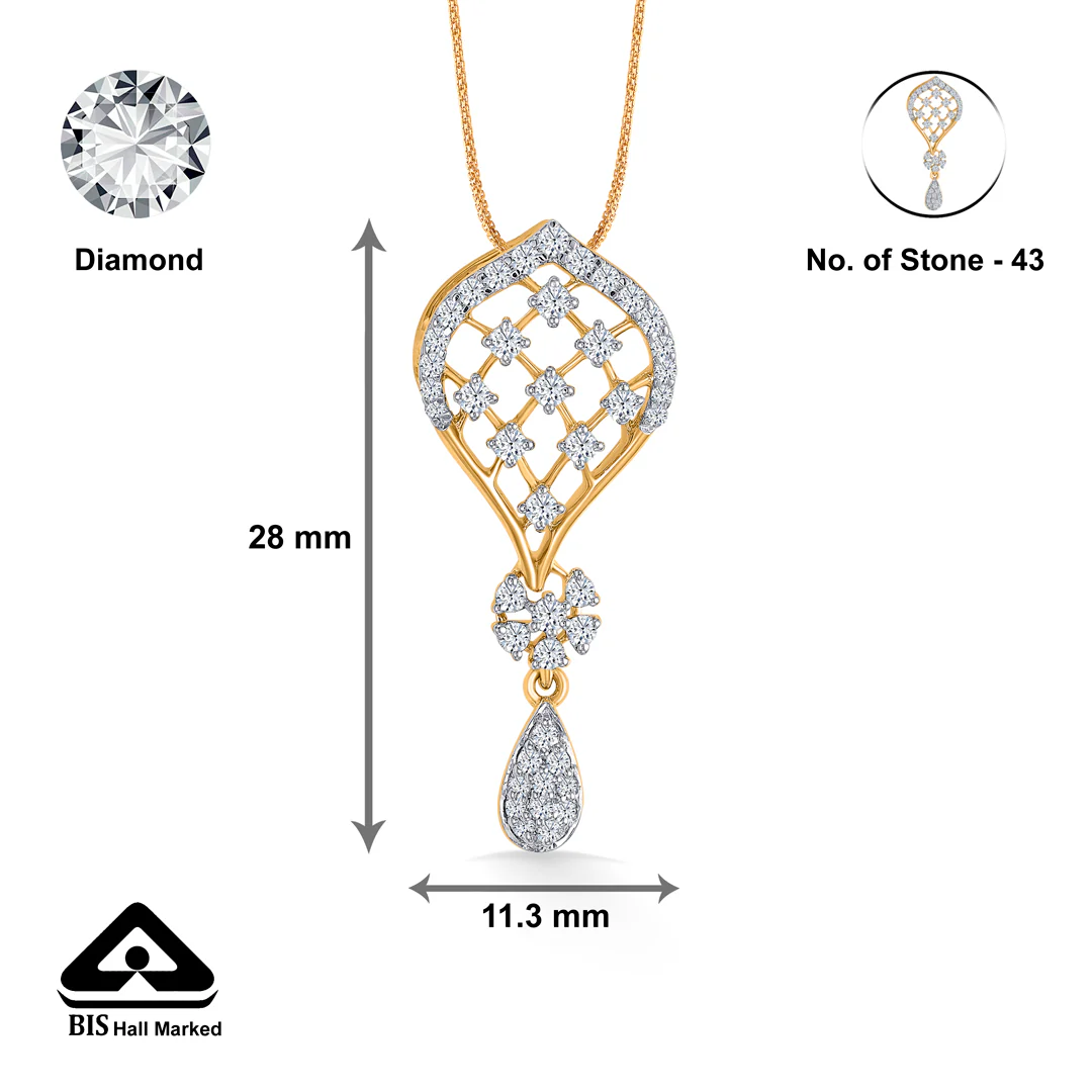 Twilight Surge Gold & Diamond Pendant Set For Women - Image 9