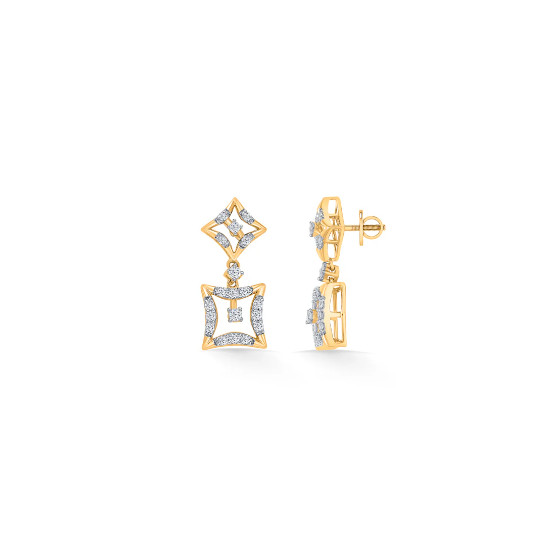 Twilight Tesseract Gold & Diamond Earring - Image 2