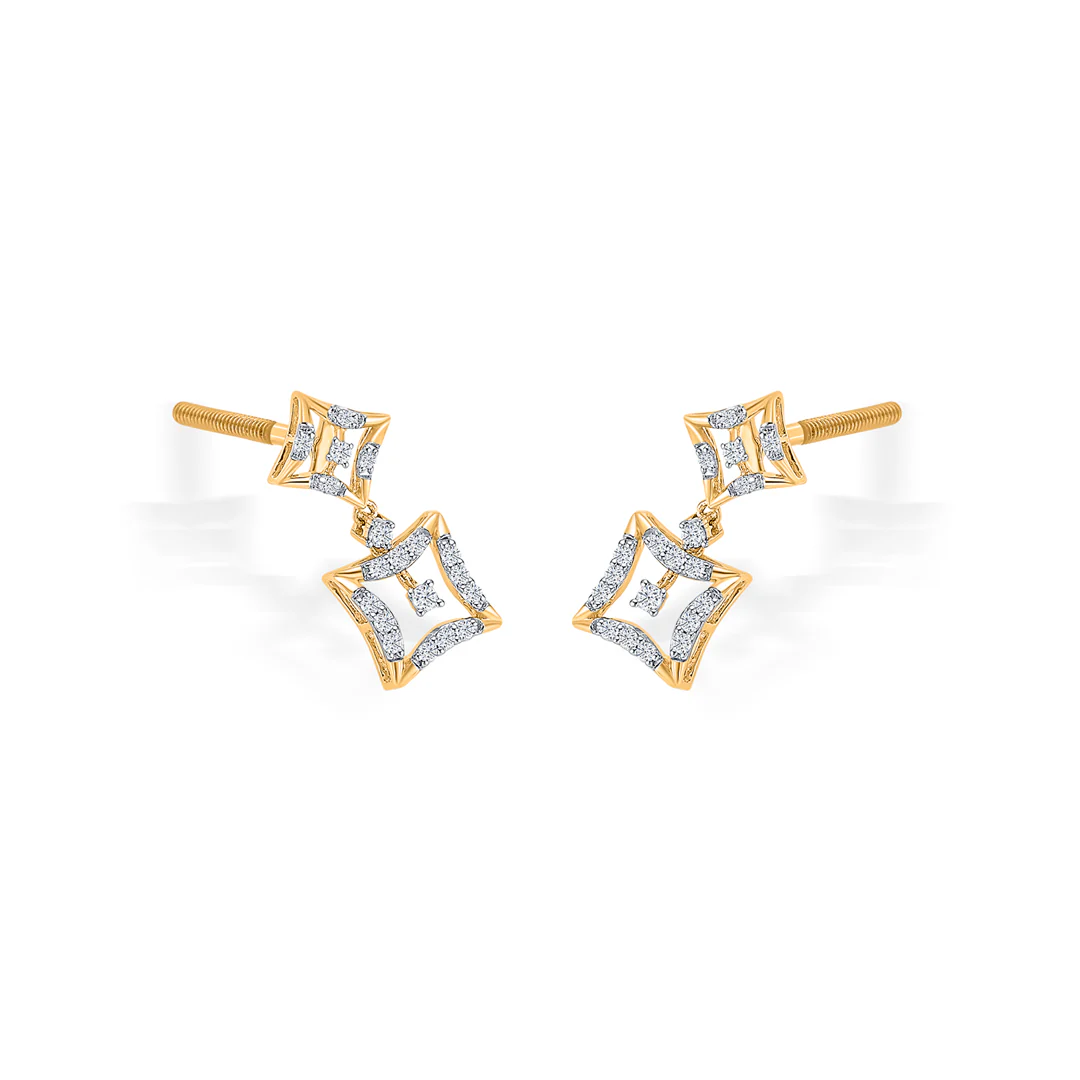 Twilight Tesseract Gold & Diamond Earring - Image 3