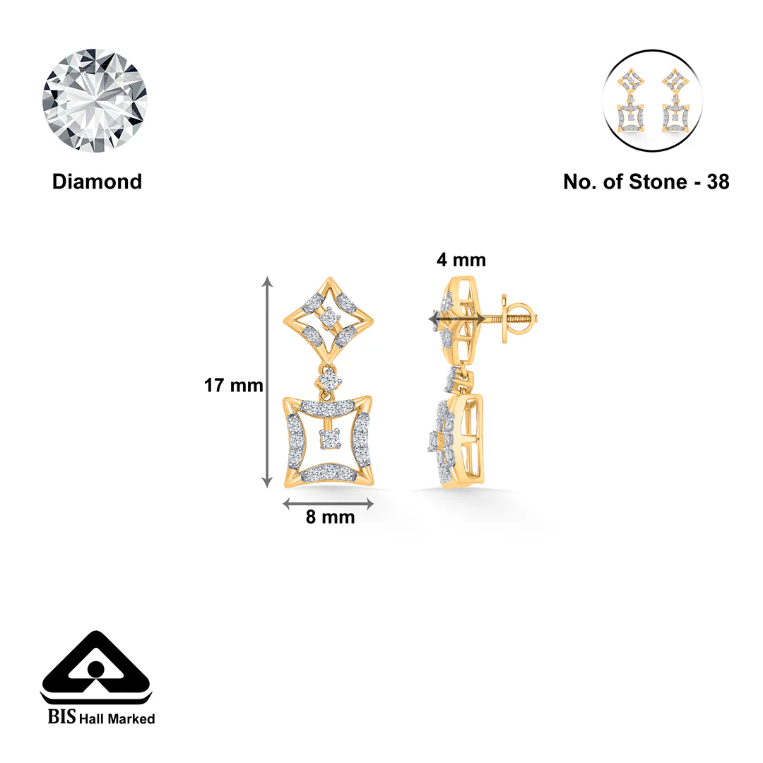 Twilight Tesseract Gold & Diamond Earring - Image 4